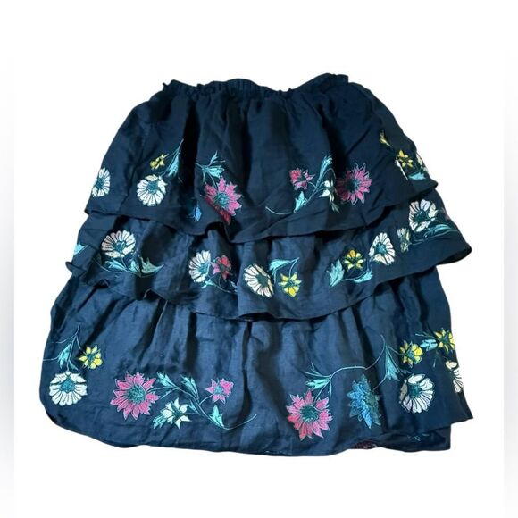 Red Carter Women Skirts Boho Black Tiered Embroidered Floral Skirt XS NWT - Picture 4 of 7
